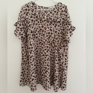 Umgee Lightweight Leopard Print Ruffle Dress